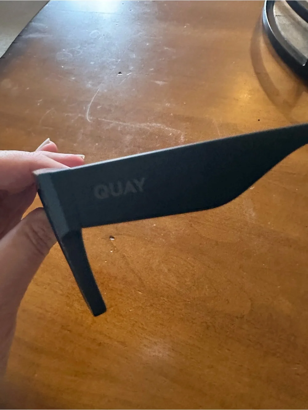 Quay Fast Lane Rectangular Unisex Sunglasses in Matte Navy with Blue Lenses